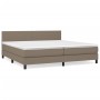 Cama box spring con colchón tela gris taupe 200x200 cm