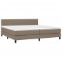 Cama box spring con colchón tela gris taupe 200x200 cm