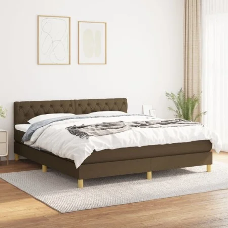 Box spring bed with dark brown fabric mattress 160x200 cm by , Beds and slatted bases - Ref: Foro24-3140868, Price: 488,99 €,...