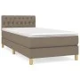 Box spring bed with taupe gray fabric mattress 100x200 cm by , Beds and slatted bases - Ref: Foro24-3140837, Price: 340,07 €,...