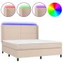 Box spring bed LED mattress synthetic leather cappuccino 180x200cm by , Beds and slatted bases - Ref: Foro24-3139282, Price: ...