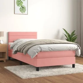Box spring bed with pink velvet mattress 90x190 cm by , Beds and slatted bases - Ref: Foro24-3141340, Price: 310,16 €, Discou...