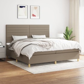 Box spring bed with taupe gray fabric mattress 200x200 cm by , Beds and slatted bases - Ref: Foro24-3142445, Price: 722,70 €,...