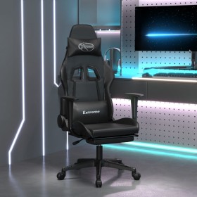 Silla gaming con reposapiés cuero sintético negro