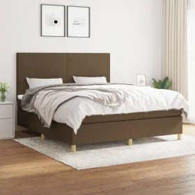 Box spring bed with dark brown fabric mattress 180x200 cm by , Beds and slatted bases - Ref: Foro24-3142196, Price: 596,48 €,...