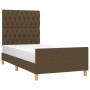 Dark brown fabric bed frame with headboard 90x190 cm by , Beds and slatted bases - Ref: Foro24-3125263, Price: 153,88 €, Disc...