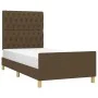 Dark brown fabric bed frame with headboard 90x190 cm by , Beds and slatted bases - Ref: Foro24-3125263, Price: 143,58 €, Disc...