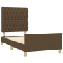 Dark brown fabric bed frame with headboard 90x190 cm by , Beds and slatted bases - Ref: Foro24-3125263, Price: 153,88 €, Disc...