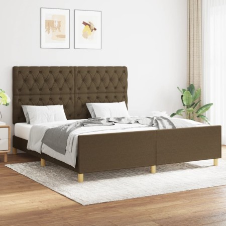 Bed frame with headboard in brown fabric 160x200 cm by , Beds and slatted bases - Ref: Foro24-3125311, Price: 269,70 €, Disco...