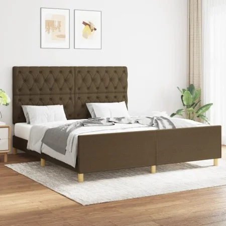 Bettgestell mit Kopfteil aus braunem Stoff 160x200 cm von , Betten und Lattenroste - Ref: Foro24-3125311, Preis: 265,18 €, Ra...