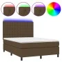 Boxspringbettmatratze LED-Leuchten dunkelbrauner Stoff 140x200cm von , Betten und Lattenroste - Ref: Foro24-3135200, Preis: 4...