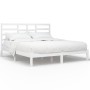Estructura de cama sin colchón madera maciza blanco 200x200 cm