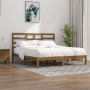 Estructura cama sin colchón madera maciza marrón miel 200x200cm
