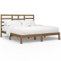 Estructura cama sin colchón madera maciza marrón miel 200x200cm