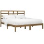 Estructura cama sin colchón madera maciza marrón miel 200x200cm