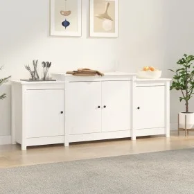 Solid white pine wood sideboard 164x37x68 cm by , Sideboards - Ref: Foro24-821493, Price: 189,06 €, Discount: %