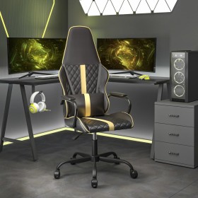 Silla gaming cuero sintético negro y dorado de , Sillones para videojuegos - Ref: Foro24-3143789, Precio: 106,26 €, Descuento: %