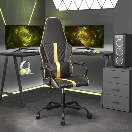 Silla gaming cuero sintético negro y dorado by , Gaming chairs - Ref: Foro24-3143789, Price: 104,69 €, Discount: %