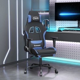 Silla gaming de masaje con reposapiés tela negro y azul en Sillas gaming | Comprar online en Foro24