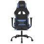 Silla gaming de masaje con reposapiés tela negro y azul