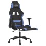 Silla gaming de masaje con reposapiés tela negro y azul