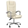 Silla de oficina reclinable masaje cuero sintético color crema