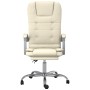Silla de oficina reclinable masaje cuero sintético color crema