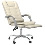 Silla de oficina reclinable masaje cuero sintético color crema