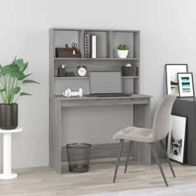 Sonoma gray plywood desk with shelves 102x45x148cm by , Desks - Ref: Foro24-823006, Price: 89,70 €, Discount: %