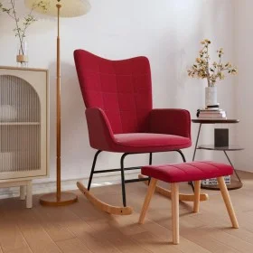 Silla mecedora con reposapiés tela rojo tinto de , Mecedoras - Ref: Foro24-328026, Precio: 160,28 €, Descuento: %