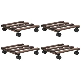 Wooden plant pot stand with wheels 4 units cedar 25x25 cm by vidaXL, Pot stands - Ref: Foro24-246442, Price: 21,67 €, Discoun...