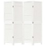 Biombo separador de 4 paneles madera maciza Paulownia blanco