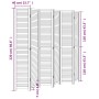 Biombo separador de 6 paneles madera maciza Paulownia blanco