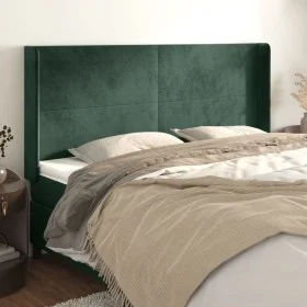 Headboard with dark green velvet ears 163x16x118/128cm by , Headboards and footboards - Ref: Foro24-3119357, Price: 129,52 €,...