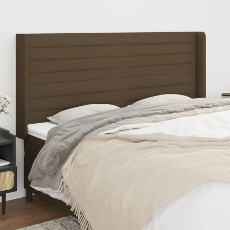 Headboard with dark brown fabric ears 163x16x118/128 cm by , Headboards and footboards - Ref: Foro24-3119729, Price: 109,63 €...