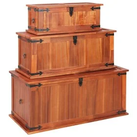 Storage trunk 3 pieces made of solid acacia wood by vidaXL, Storage trunks - Ref: Foro24-247243, Price: 262,01 €, Discount: %