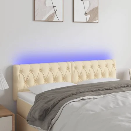 Kopfteil aus cremefarbenem Stoff mit LED 144x7x78/88 cm von , Kopf- und Fußteile - Ref: Foro24-3121951, Preis: 81,94 €, Rabat...