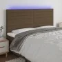 Headboard with LED lights dark brown fabric 160x5x118/128 cm by , Headboards and footboards - Ref: Foro24-3122573, Price: 103...
