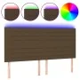 Headboard with LED lights dark brown fabric 160x5x118/128 cm by , Headboards and footboards - Ref: Foro24-3122573, Price: 103...