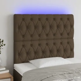 Headboard with LED lights dark brown fabric 90x7x118/128 cm by , Headboards and footboards - Ref: Foro24-3122745, Price: 87,0...