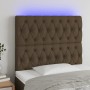 Headboard with LED lights dark brown fabric 100x7x118/128 cm by , Headboards and footboards - Ref: Foro24-3122753, Price: 101...