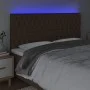 Headboard with LED lights dark brown fabric 200x7x118/128 cm by , Headboards and footboards - Ref: Foro24-3122785, Price: 177...