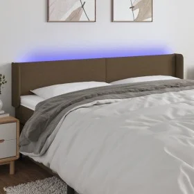 Headboard with LED in dark brown fabric 183x16x78/88 cm by , Headboards and footboards - Ref: Foro24-3122973, Price: 71,69 €,...