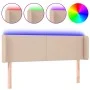 Cabecero con LED cuero sintético capuchino 147x16x78/88 cm de , Cabeceros y pies de cama - Ref: Foro24-3123051, Precio: 65,88...