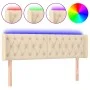Cream fabric headboard with LED 147x16x78/88 cm by , Headboards and footboards - Ref: Foro24-3123575, Price: 89,15 €, Discoun...