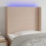 Headboard with LED cappuccino synthetic leather 83x16x118/128 cm by , Headboards and footboards - Ref: Foro24-3123845, Price:...