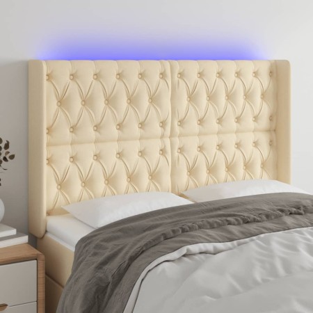 Kopfteil aus cremefarbenem Stoff mit LED 147x16x118/128 cm von , Kopf- und Fußteile - Ref: Foro24-3124387, Preis: 166,05 €, R...