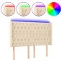 Cream fabric headboard with LED 147x16x118/128 cm by , Headboards and footboards - Ref: Foro24-3124387, Price: 163,96 €, Disc...