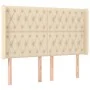 Cream fabric headboard with LED 147x16x118/128 cm by , Headboards and footboards - Ref: Foro24-3124387, Price: 163,96 €, Disc...