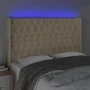 Cream fabric headboard with LED 147x16x118/128 cm by , Headboards and footboards - Ref: Foro24-3124387, Price: 163,96 €, Disc...